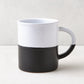 Diane Keaton + Hudson Grace Domino Half-Dipped Stoneware Mug, black and white, modern graphic design.