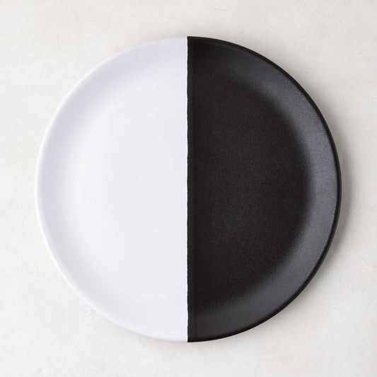 Diane Keaton + Hudson Grace Domino half-dipped black and white stoneware salad plate.