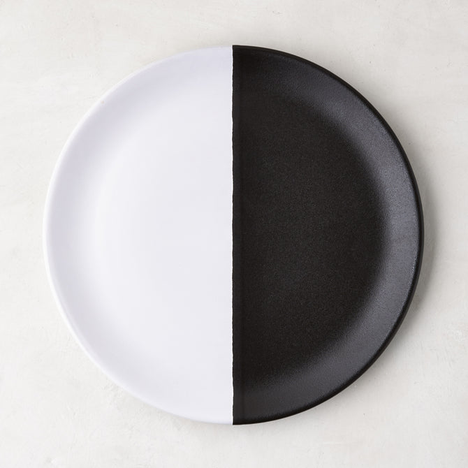 Diane Keaton + Hudson Grace Domino half-dipped black and white stoneware salad plate.