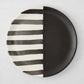 Diane Keaton + Hudson Grace Domino half-stripe salad plate, hand-painted black and white design.