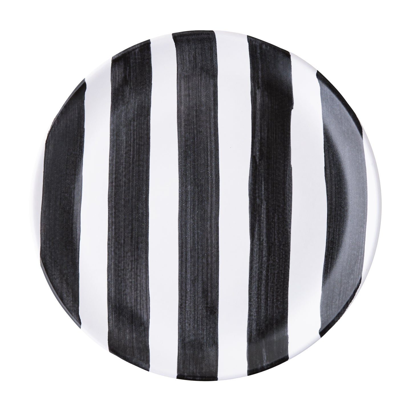 Diane Keaton + Hudson Grace Domino Striped Stoneware Salad Plate, black and white vertical stripes.