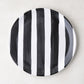 Diane Keaton + Hudson Grace Domino Striped Stoneware Salad Plate, black and white vertical stripes.