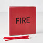Diane Keaton x Hudson Grace "Fire" oversized red boxed matches with black text and several red matches.