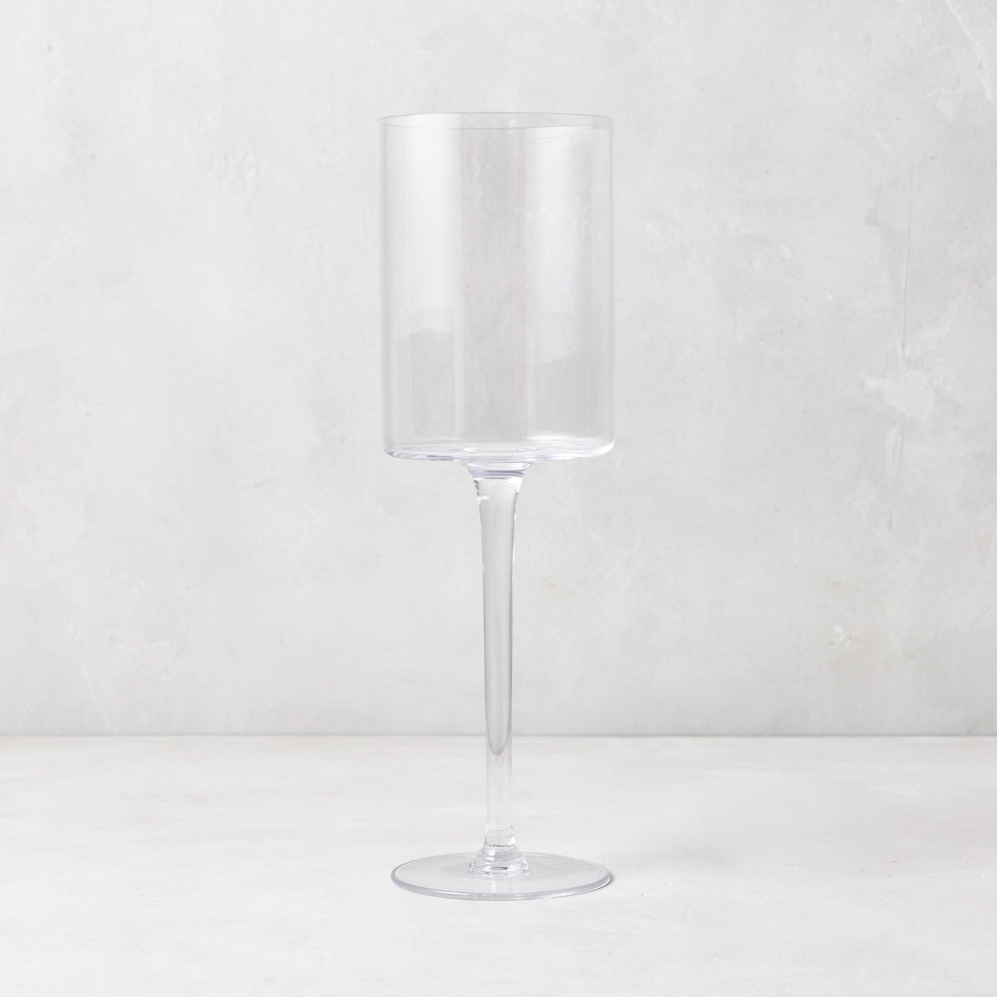 Diane Keaton + Hudson Grace High Rise Large Wine Glass, clear lead-free glass, ultra-tall, straight-sided.
