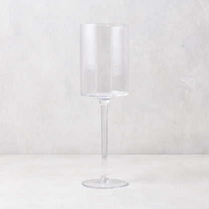 Diane Keaton + Hudson Grace High Rise Large Wine Glass, clear lead-free glass, ultra-tall, straight-sided.