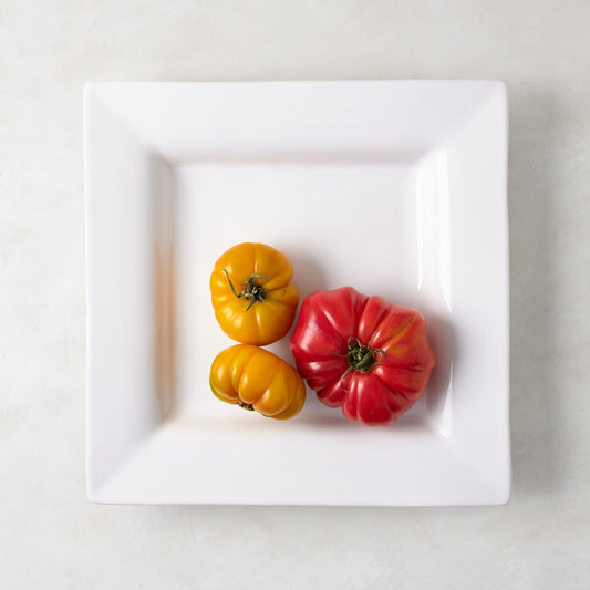 Diane Keaton + Hudson Grace "Keaton" large white ceramic square serving platter with a wide border.