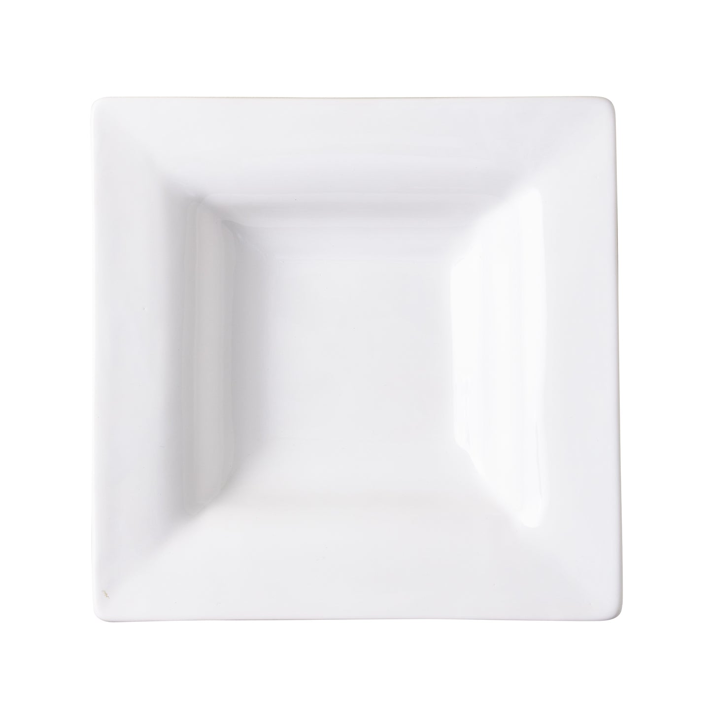 White ceramic "Keaton" small square serving platter with wide border, from Diane Keaton x Hudson Grace.