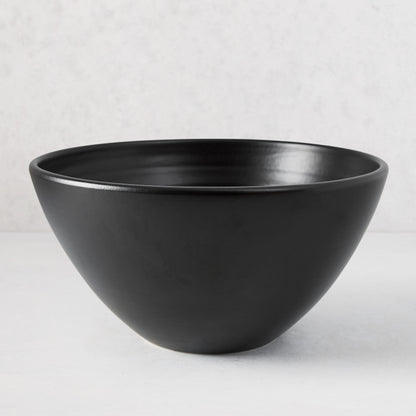 Diane Keaton + Hudson Grace large matte black modern ceramic serve bowl.