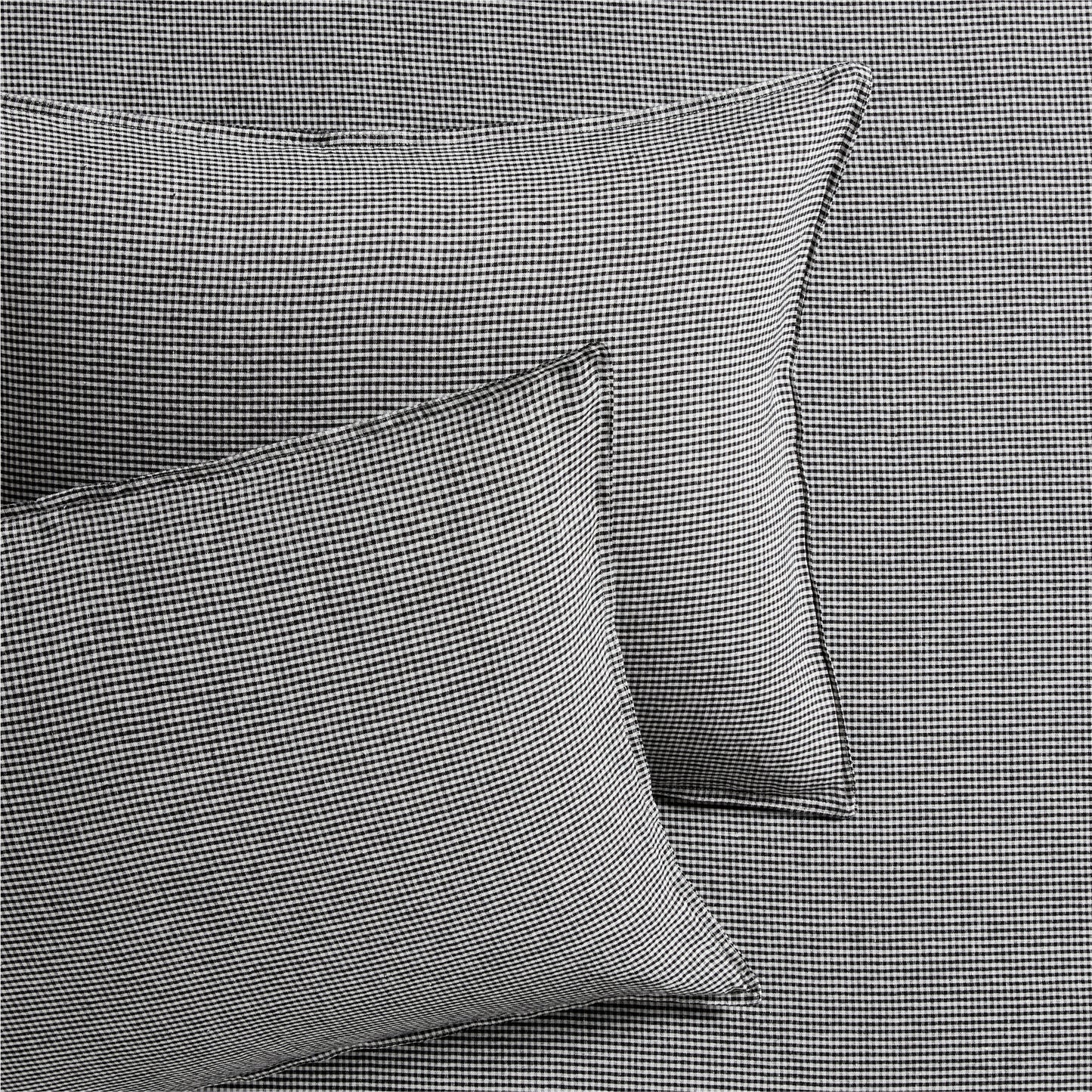 Diane Keaton + Hudson Grace black and white petite gingham linen pillow shams, set of 2.