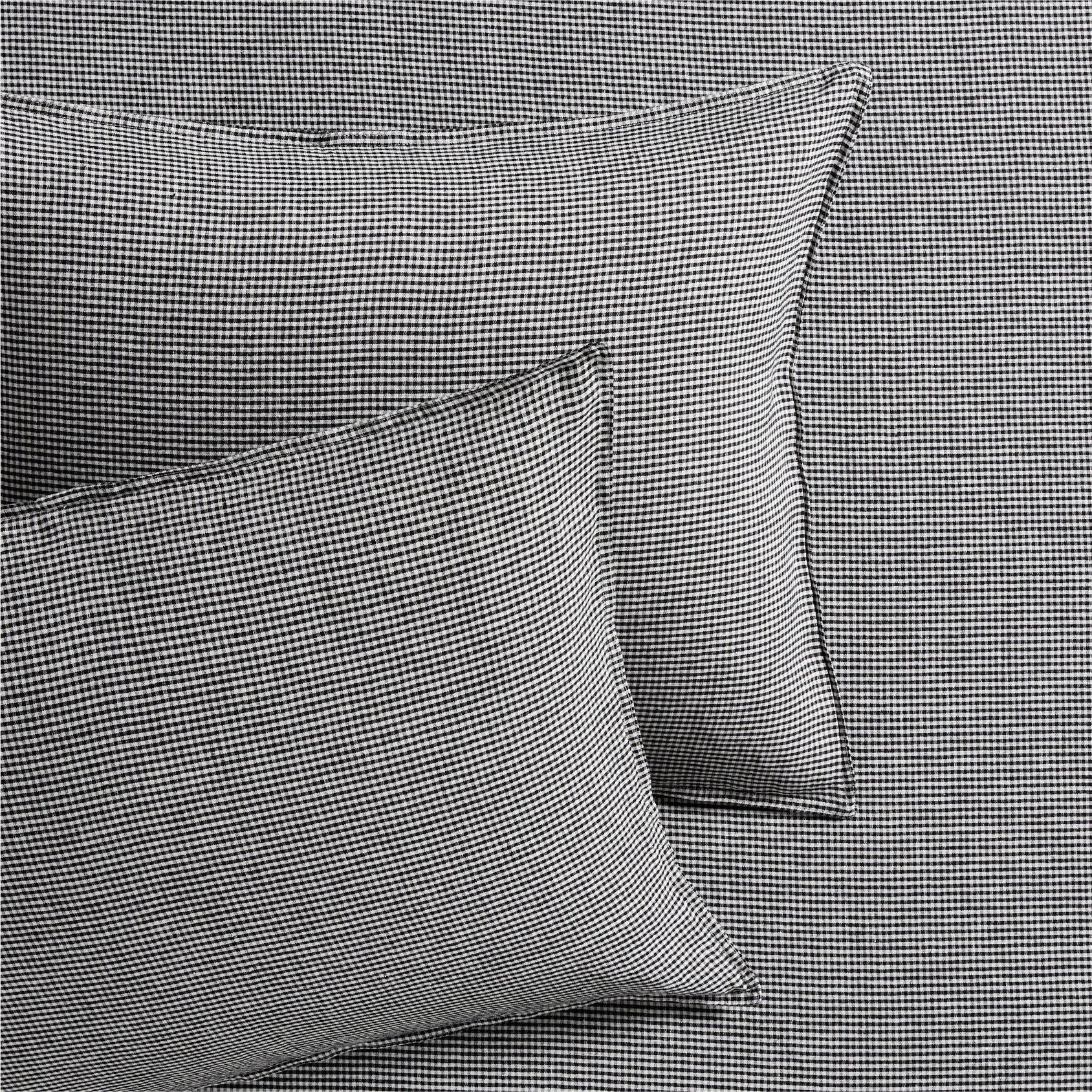Diane Keaton + Hudson Grace black and white petite gingham linen pillow shams, set of 2.