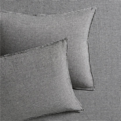 Diane Keaton + Hudson Grace black and white petite gingham linen pillow shams, set of 2.