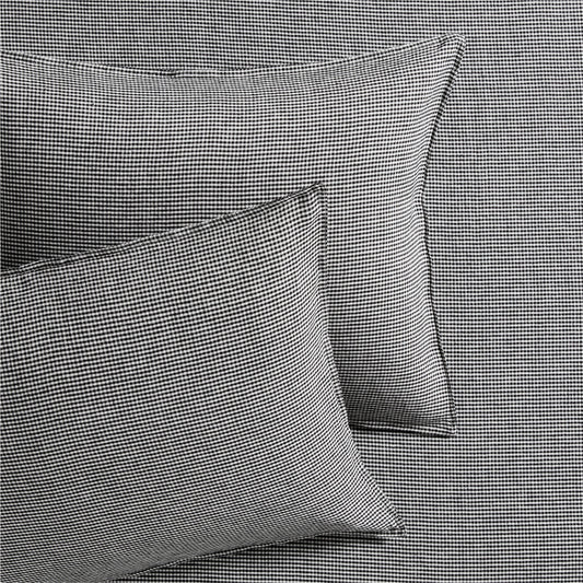 Diane Keaton + Hudson Grace black and white petite gingham linen pillow shams, set of 2.