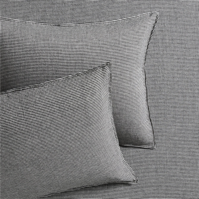Diane Keaton + Hudson Grace black and white petite gingham linen pillow shams, set of 2.