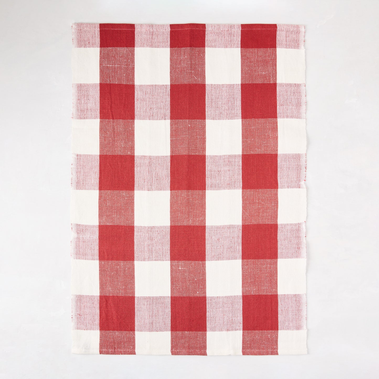 Diane Keaton + Hudson Grace Red Buffalo Check Hand Towel, cotton-linen blend, set of 2.