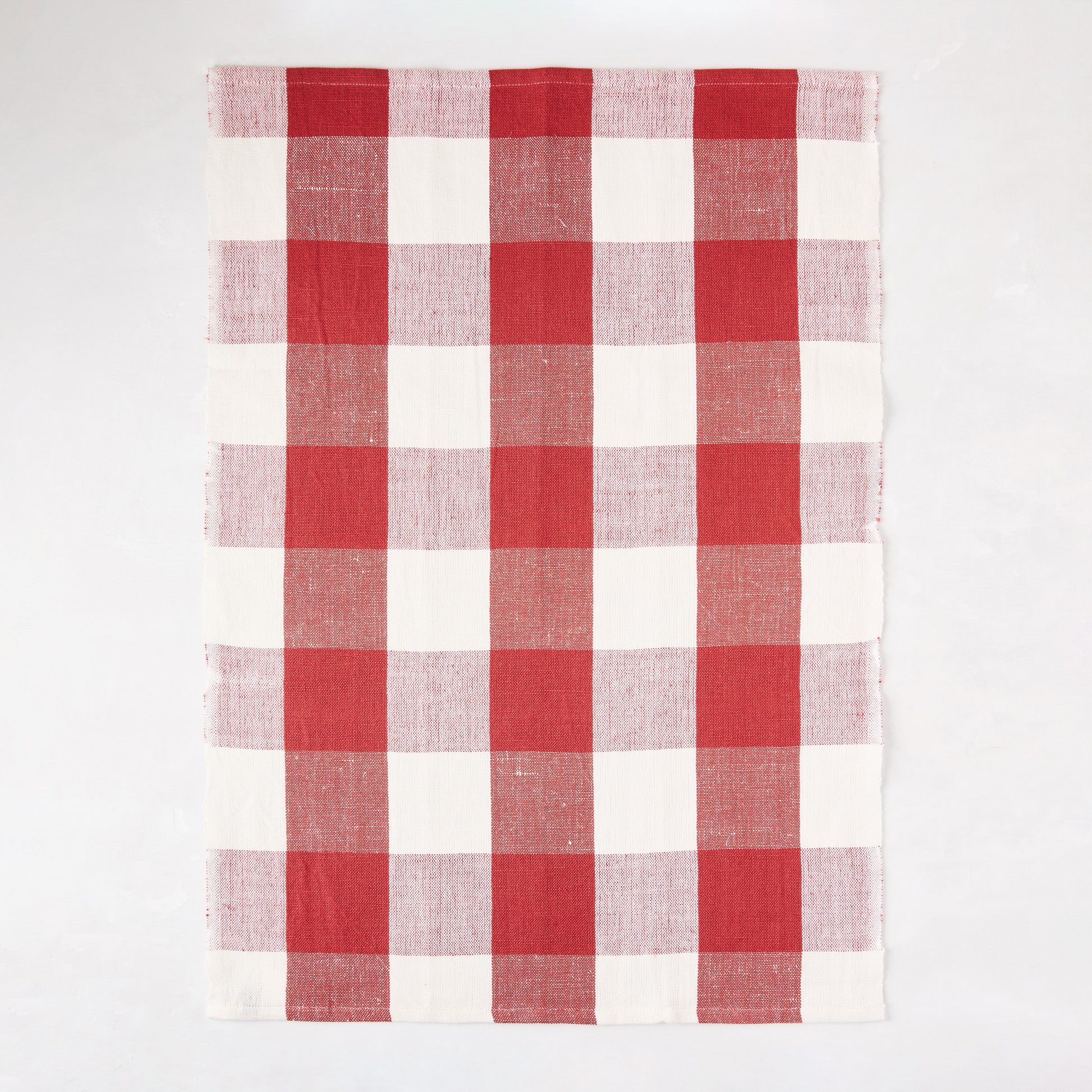 Diane Keaton + Hudson Grace Red Buffalo Check Hand Towel, cotton-linen blend, set of 2.