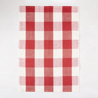Diane Keaton + Hudson Grace Red Buffalo Check Hand Towel, cotton-linen blend, set of 2.