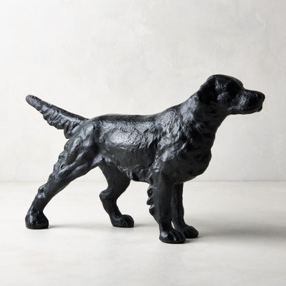Diane Keaton x Hudson Grace "Reggie" matte black cast iron dog door stopper, antique Parisian sculpture style.
