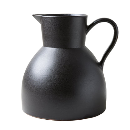 Diane Keaton + Hudson Grace Sculptural Black Stoneware Pitcher, oversized, handcrafted terracotta.