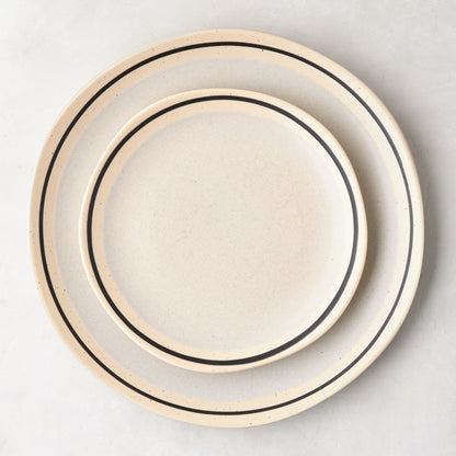 Diane Keaton + Hudson Grace Sketch Stoneware Dinner Plate, natural speckled finish with black line detail.