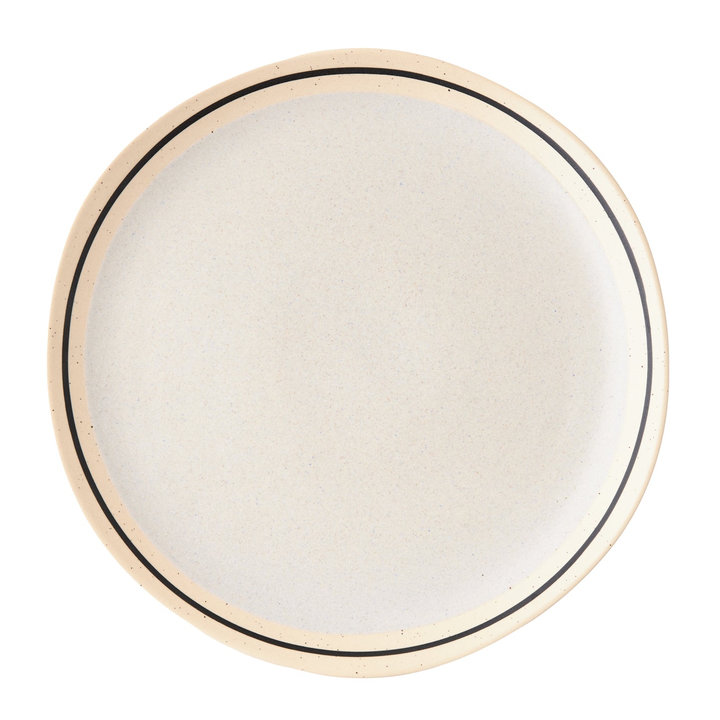 Diane Keaton + Hudson Grace Sketch Stoneware Dinner Plate, speckled natural stoneware with black line detail.