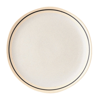 Diane Keaton + Hudson Grace Sketch Stoneware Dinner Plate, speckled natural stoneware with black line detail.