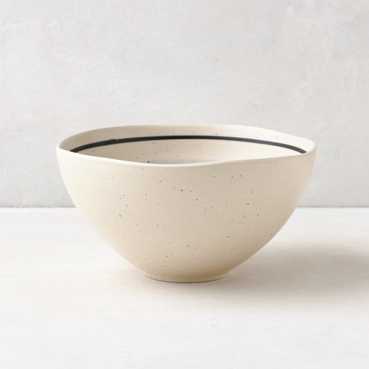 Diane Keaton + Hudson Grace Sketch Stoneware Individual Bowl, speckled natural stoneware with a hand-drawn black line.