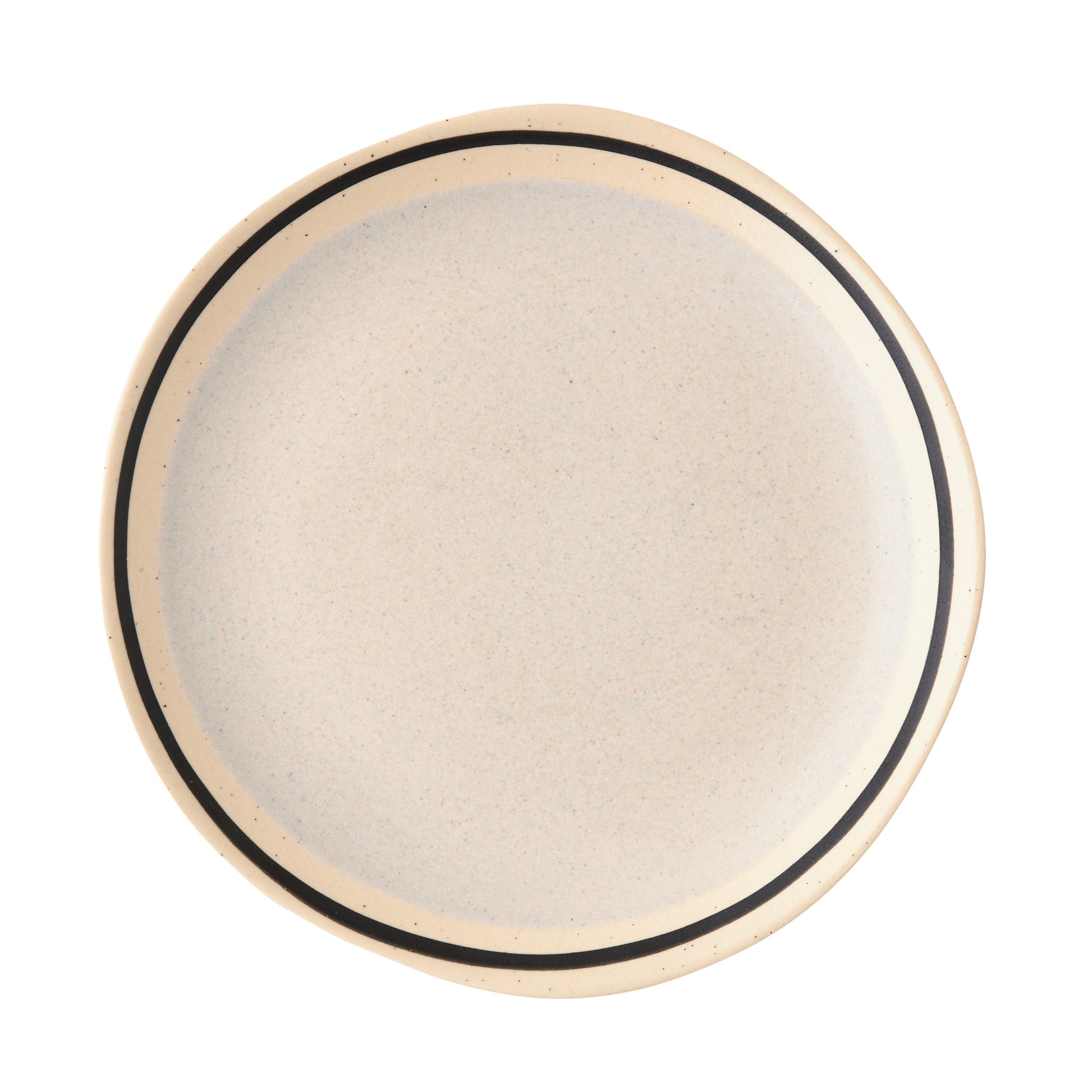 Diane Keaton + Hudson Grace Sketch Stoneware Salad Plate, speckled finish, black line rim.