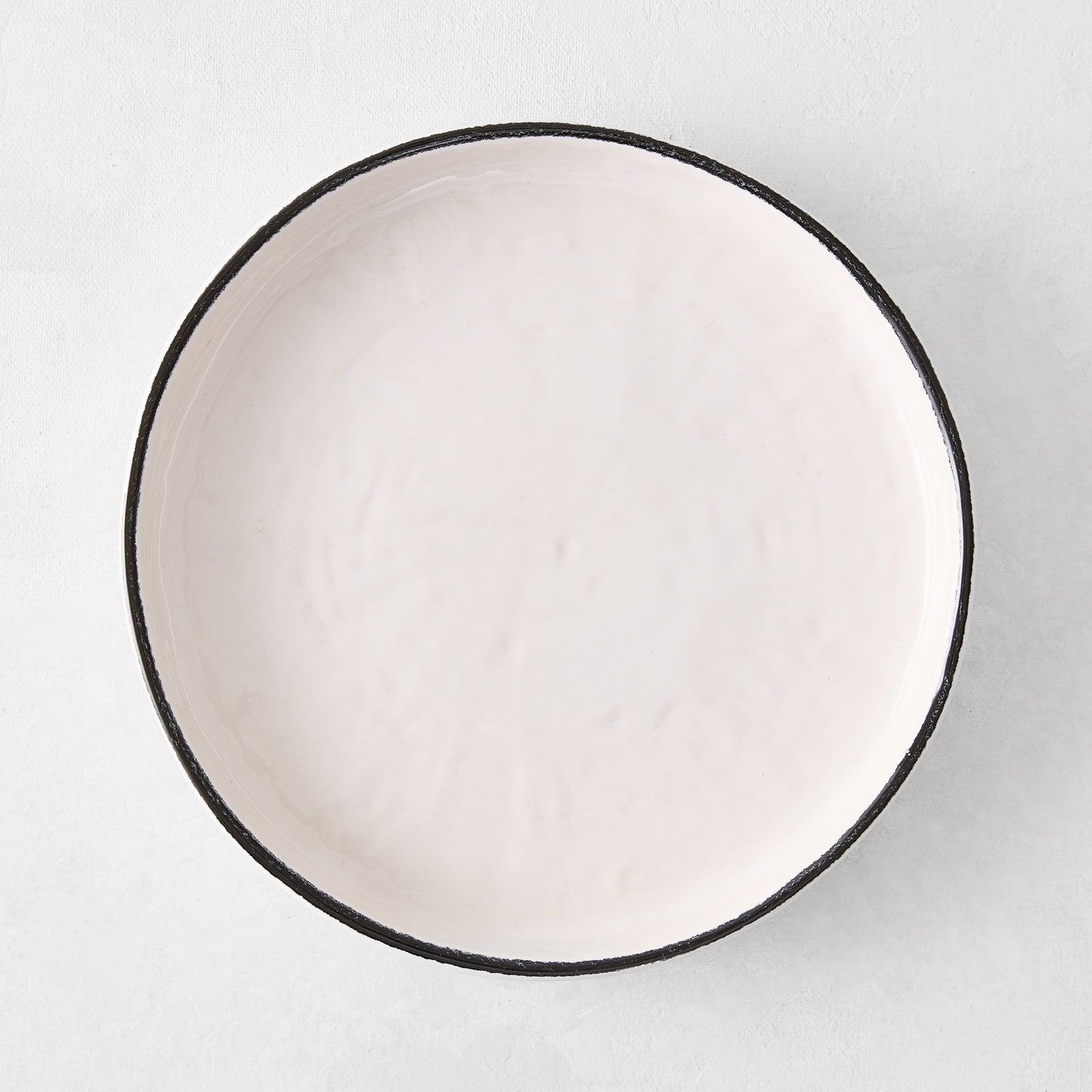 Diane Keaton + Hudson Grace Studio Black Rim Stoneware Salad Plate, textured white base, hand-painted black edge.