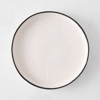 Diane Keaton + Hudson Grace Studio Black Rim Stoneware Salad Plate, textured white base, hand-painted black edge.