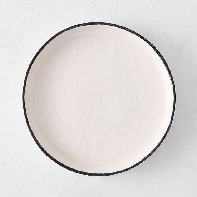 Diane Keaton + Hudson Grace Studio Black Rim Stoneware Salad Plate, textured white base, hand-painted black edge.