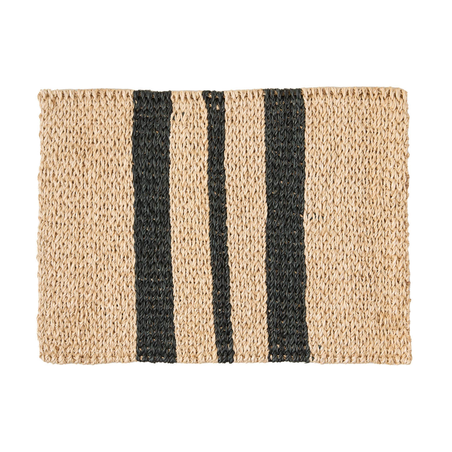 Diane Keaton + Hudson Grace Tan & Black Abaca Stripe Placemat, hand-woven.