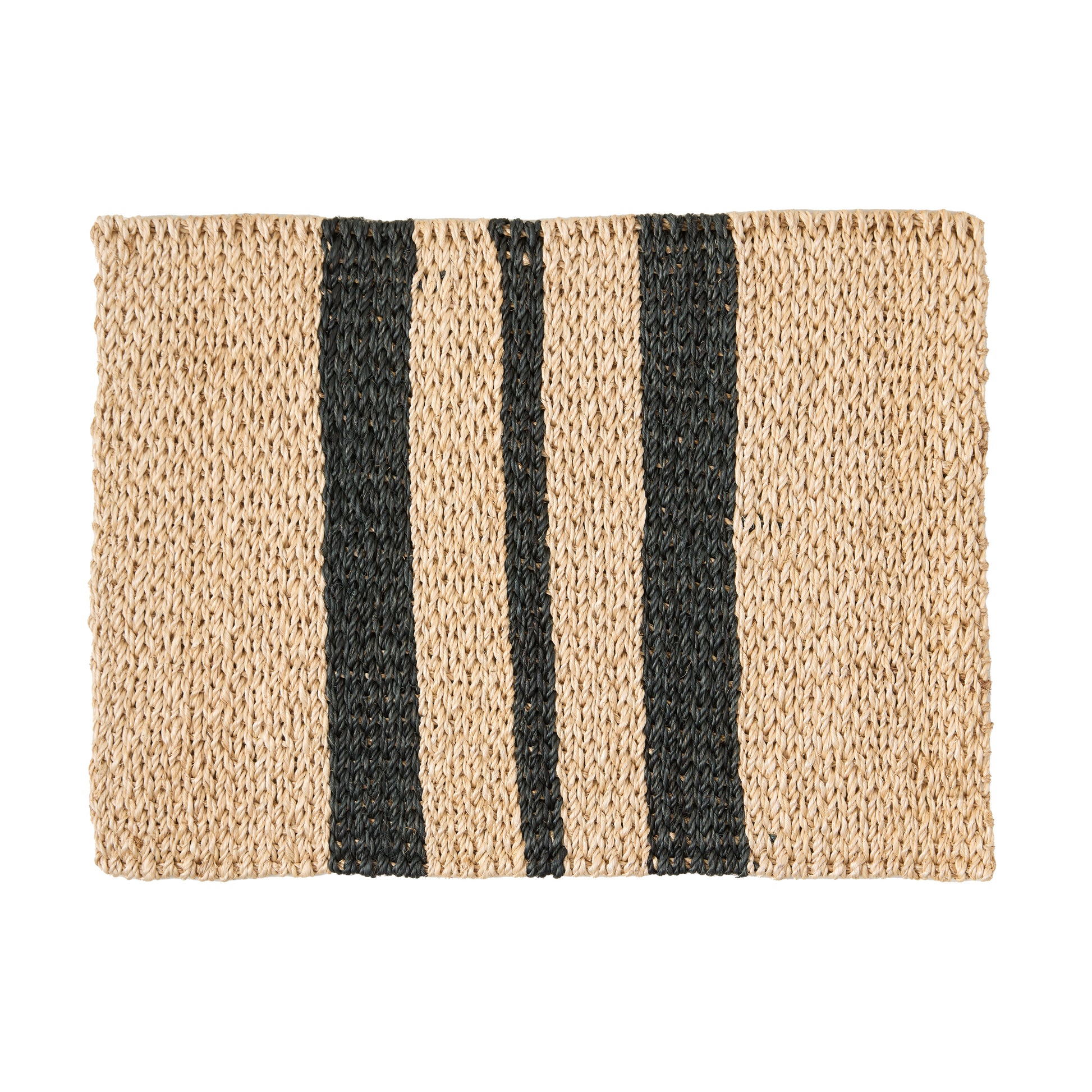 Diane Keaton + Hudson Grace Tan & Black Abaca Stripe Placemat, hand-woven.