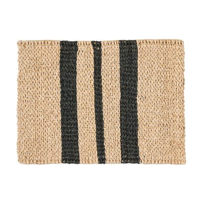 Diane Keaton + Hudson Grace Tan & Black Abaca Stripe Placemat, hand-woven.