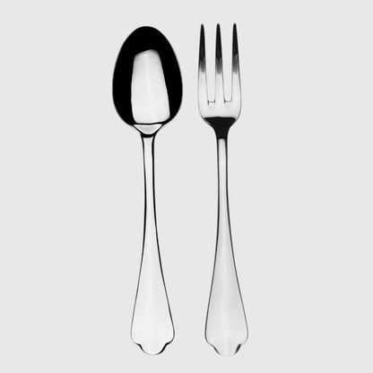 Hudson Grace Dolce Vita 2-piece stainless steel serving set with elegant neo-baroque design and lustrous finish.