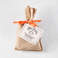 Dr. Pete's Pumpkin Pie Scones Baking Mix in a burlap bag with an orange ribbon and tag.