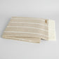 Dune Fiji Stripe Throw Blanket, light beige with white stripes, fringe, 50% cotton/50% acrylic.