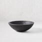 Ebonized wood bowl, 11" diameter, dark finish highlighting wood grain, handcrafted from spalted New England wood.