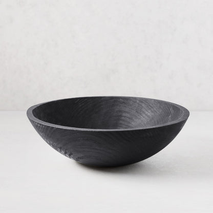 15" ebonized spalted wood bowl with dark finish and visible wood grain.