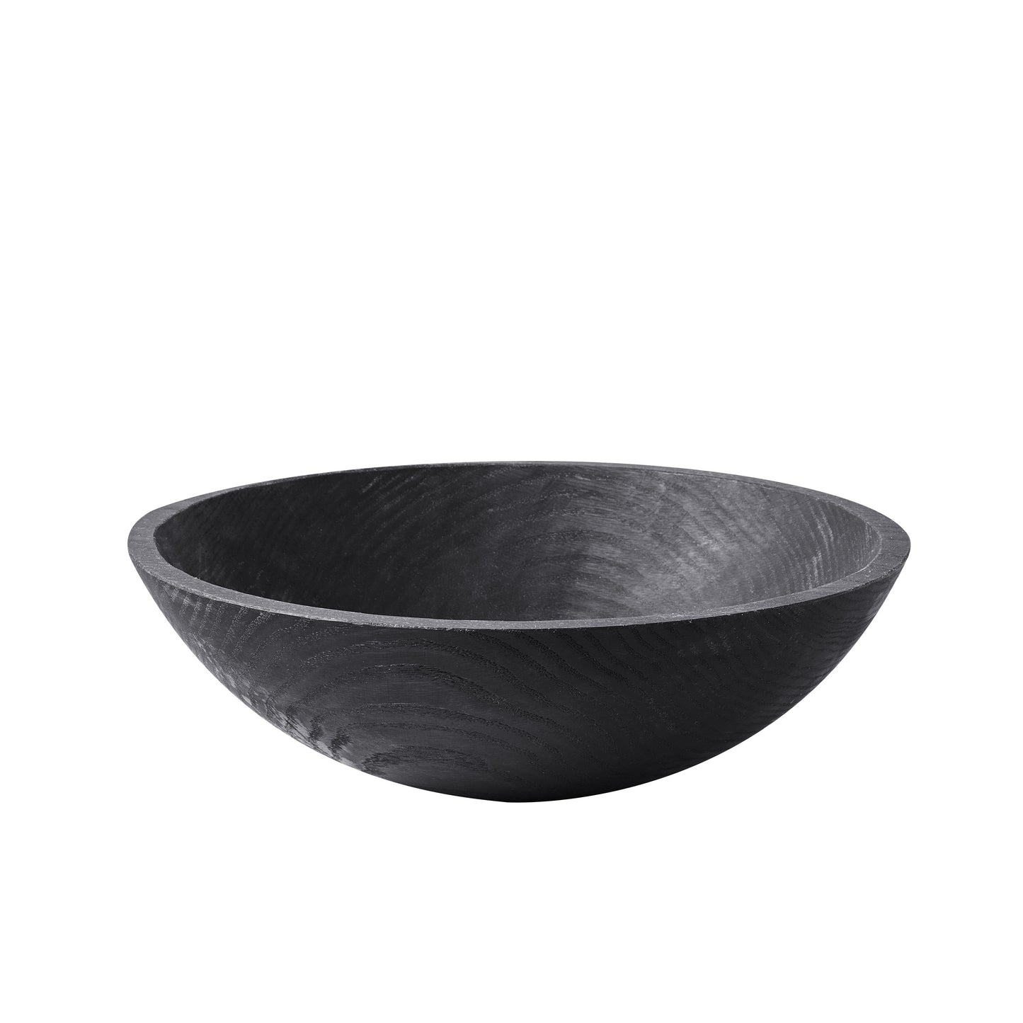 Ebonized 18" spalted wood bowl with a rich, dark finish and visible wood grain.
