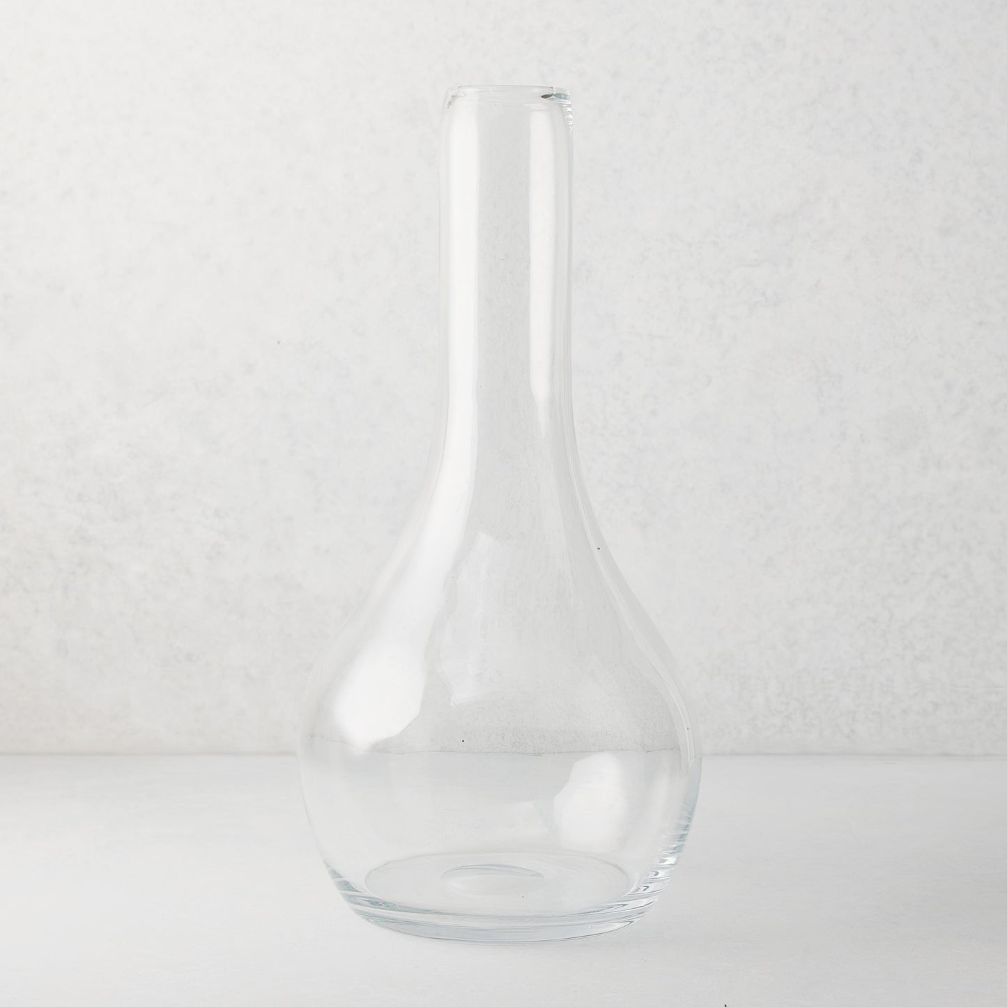 Elise Glass Vase, clear mouth-blown thick glass, traditional shape, 19.5"H.