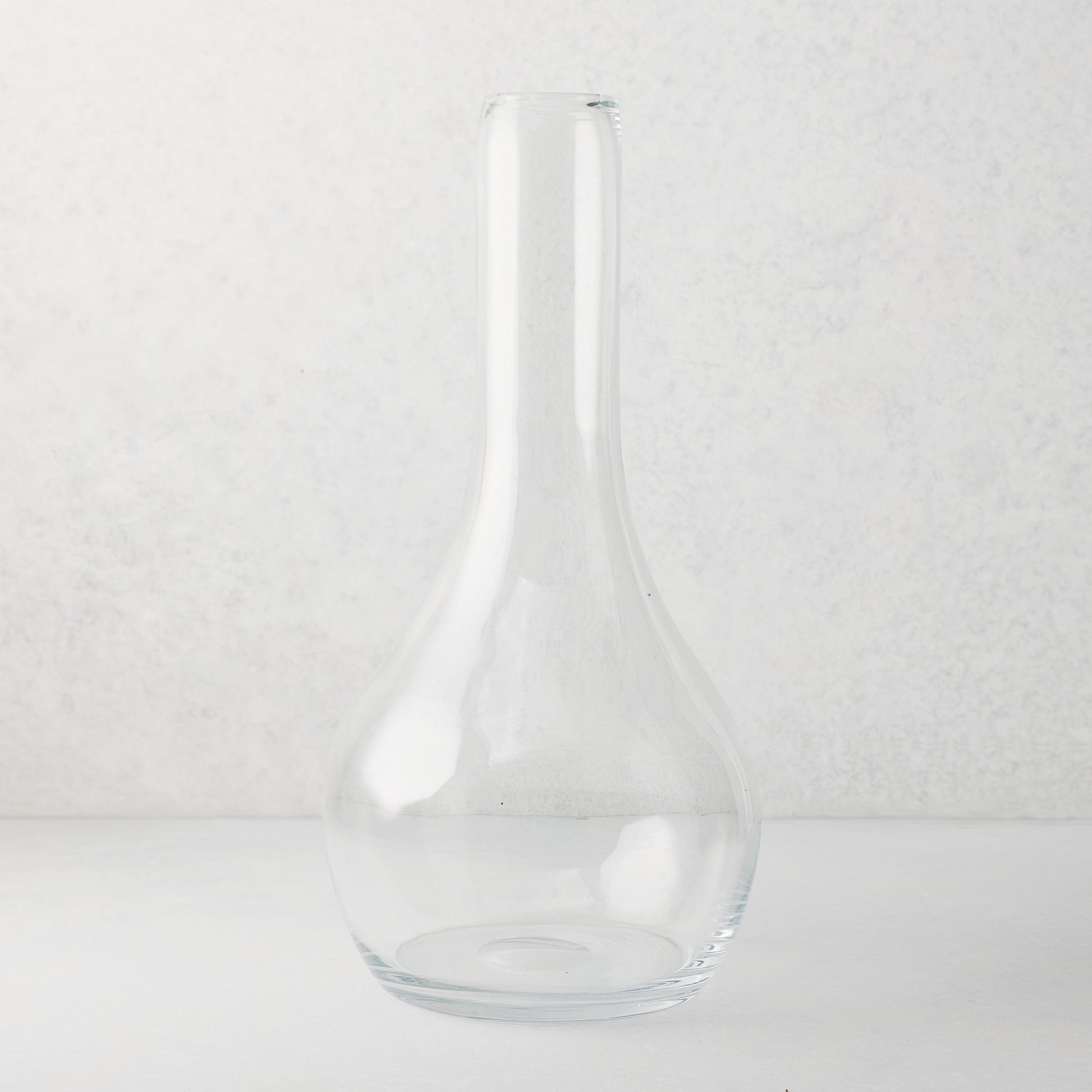 Elise Glass Vase, clear mouth-blown thick glass, traditional shape, 19.5"H.