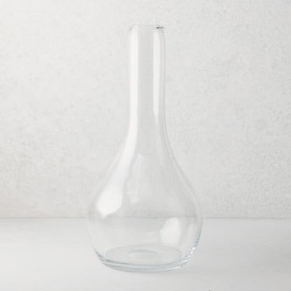Elise Glass Vase, clear mouth-blown thick glass, traditional shape, 19.5"H.