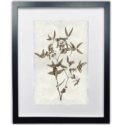 Framed Eucalyptus #3 handmade Nepalese paper wall art print with botanical design.