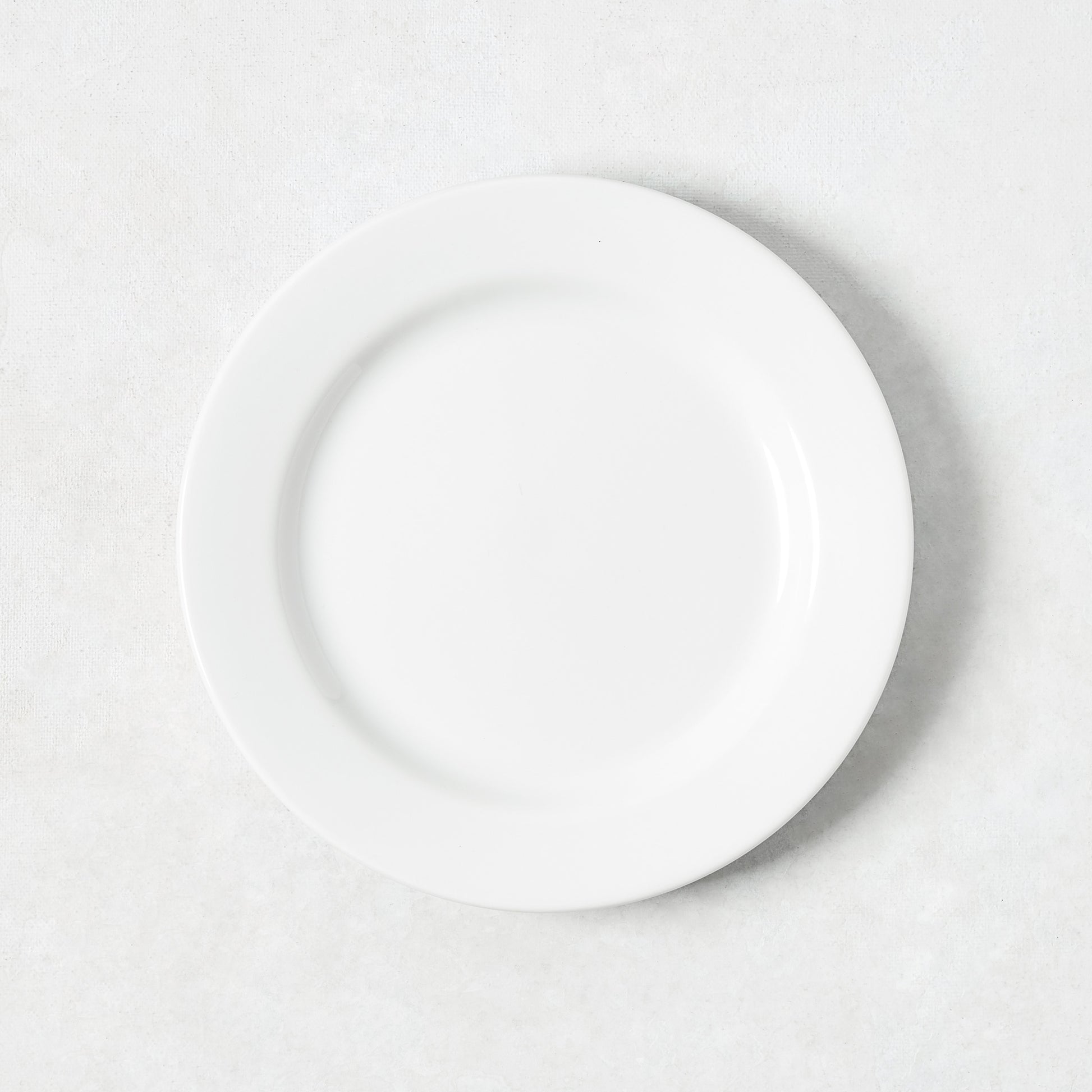 Everyday Porcelain Bread/Appetizer Plate, 6.5" Dia, white glaze, classic rim.