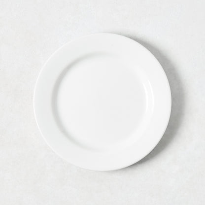 Everyday Porcelain Bread/Appetizer Plate, 6.5" Dia, white glaze, classic rim.