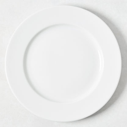 White porcelain buffet plate with a classic rim, 12.2" Dia, from the Everyday collection.