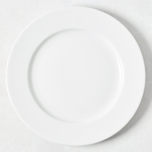 White porcelain buffet plate with a classic rim, 12.2" Dia, from the Everyday collection.