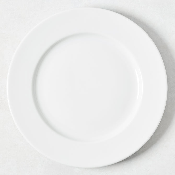 White porcelain buffet plate with a classic rim, 12.2" Dia, from the Everyday collection.