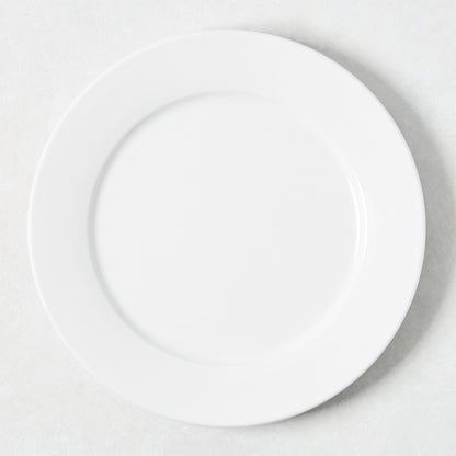 White porcelain dinner plate with a classic rim, 10.6" Dia.
