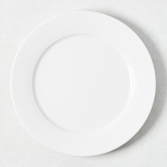 White porcelain dinner plate with a classic rim, 10.6" Dia.